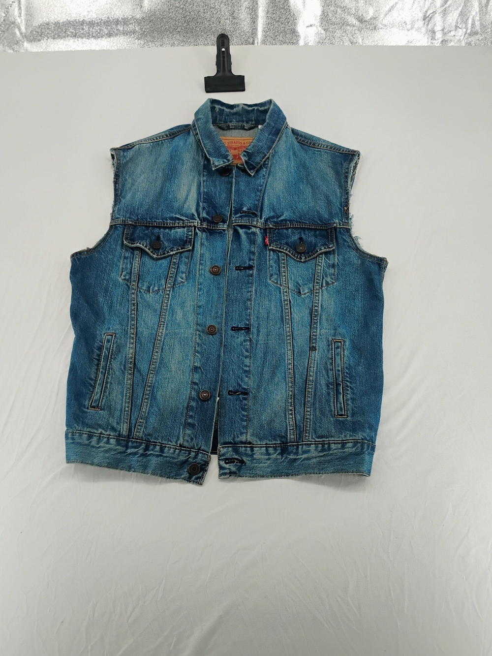 Levi's Blue Distressed Denim Vest